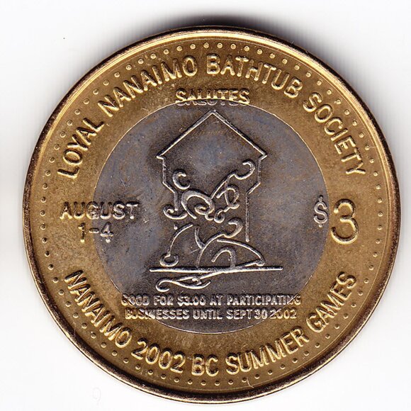 2002 Nanaimo BC Summer Games Bimetallic $3 Token (b30) - Picture 2 of 2